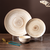 Cream Ceramic Spiral Dinnerware - Set of 3